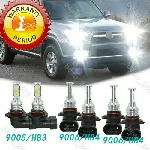 

6x 35W 9005 9006 LED Headlight Fog Light Bulbs Kit For Toyota 4Runner 2003-2005