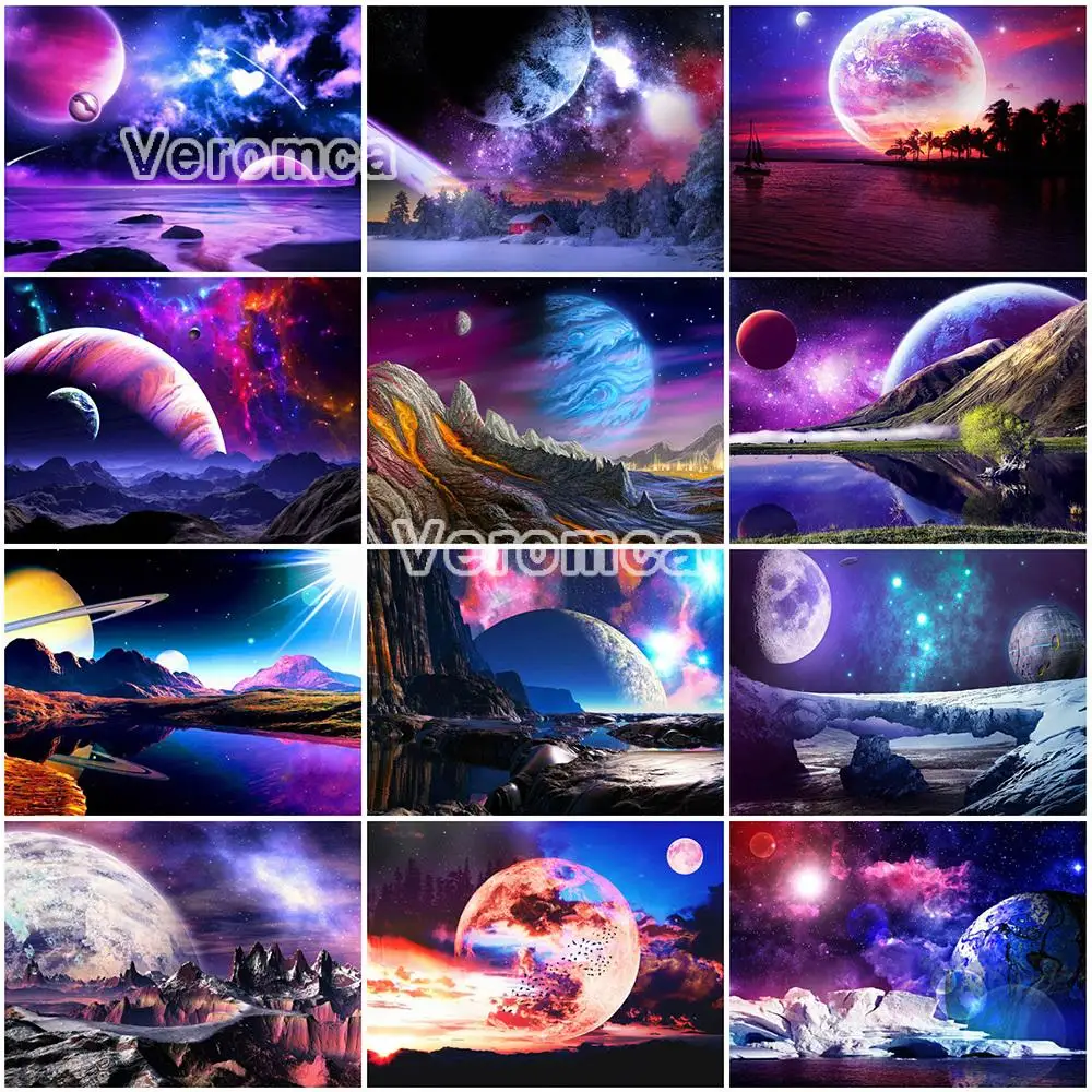 

5D Diy Diamond Painting Universe Space Landscape Cross Stitch Moon Diamond Scenery Mosaic Rhinestone Embroidery Kit Home Decor