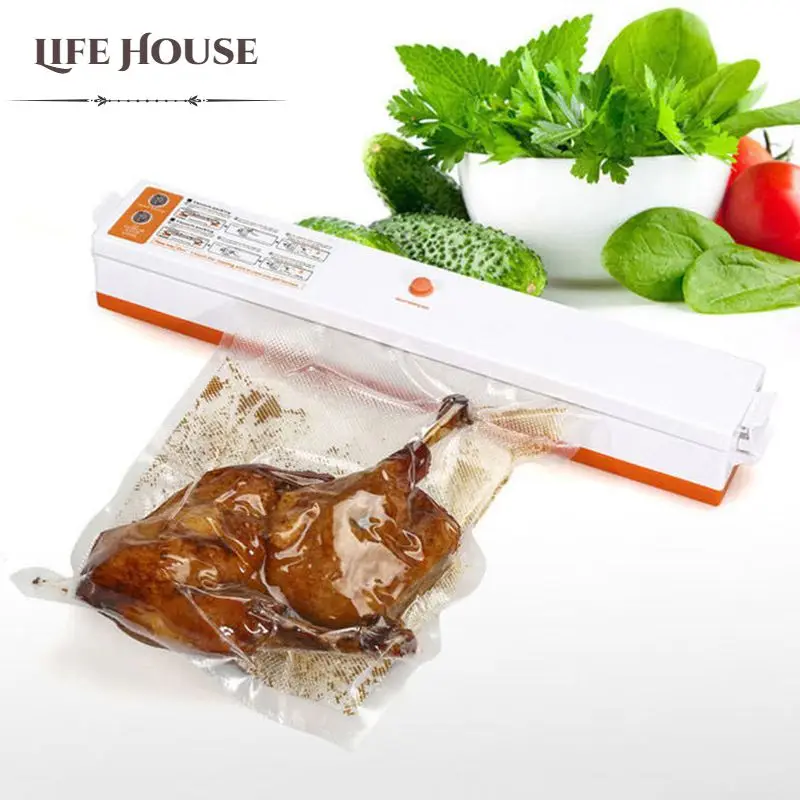 

Home Kitchen Vacuum Sealer Packaging Machine Food Film Sealer Packer Keep Food Fresh Storage Bags Including 15Pcs Bags Packaging