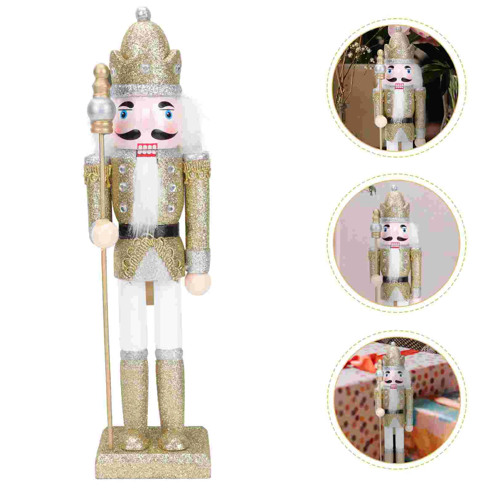 

Nutcracker Soldier Puppet Toys Desktop Ornament Centerpiece Table Decorations Ornaments Wood Pink Christmas