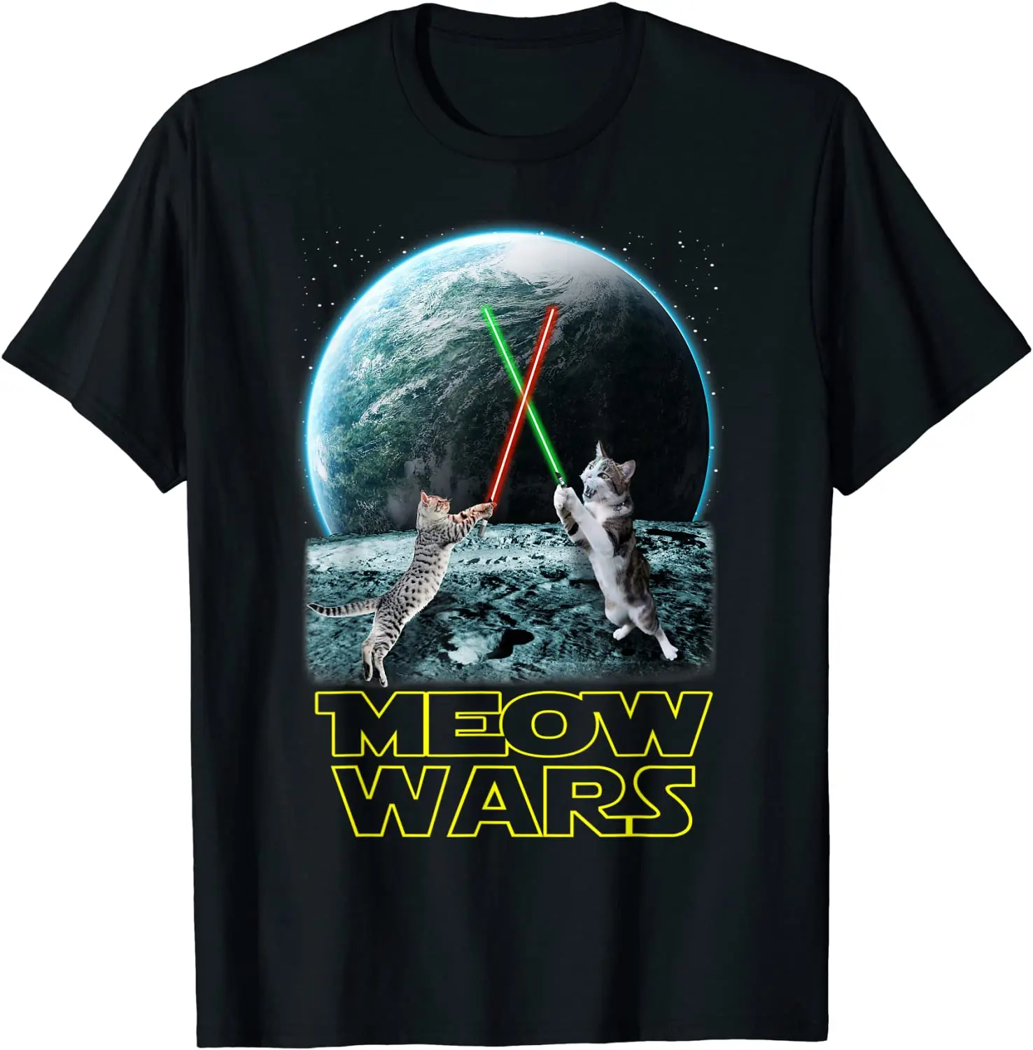 

Meow Wars Cat Shirt Funny Gifts For Cats Lovers T-Shirt T-Shirt Funny Funny T Shirt Cotton Tops Tees for Male Personalized