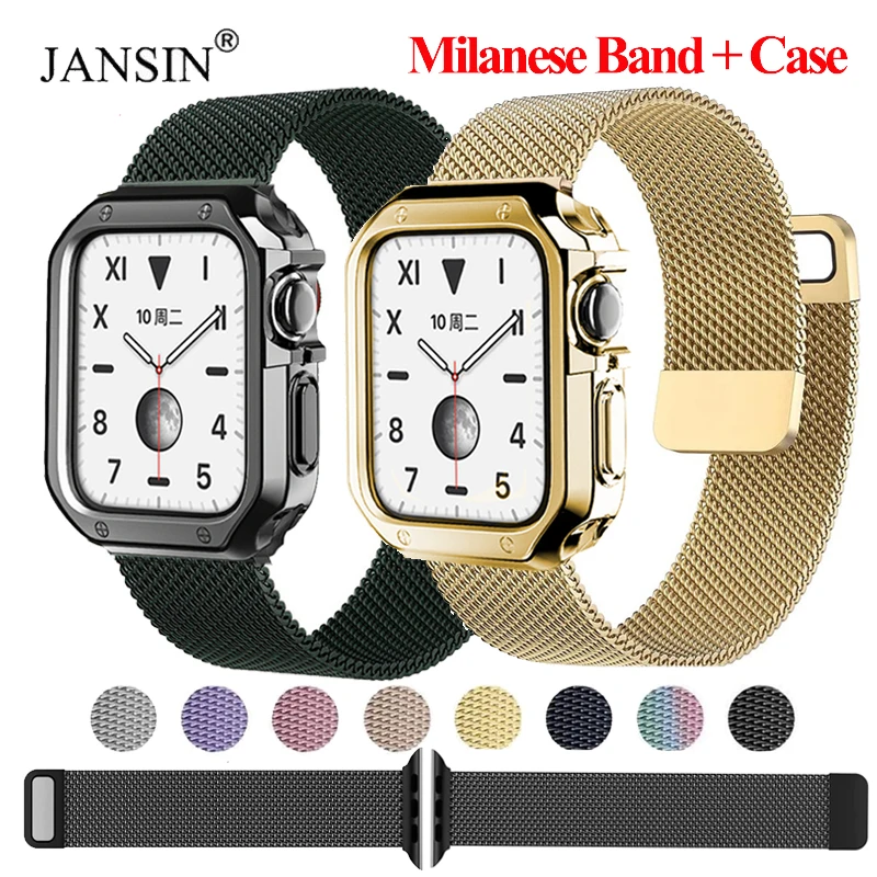 

Ремешок + чехол для Apple watch Band 7 45 мм 44 мм 38 мм 42 мм магнитный металлический браслет для Apple Watch band 40 мм 41 мм SE 6 5 Correa