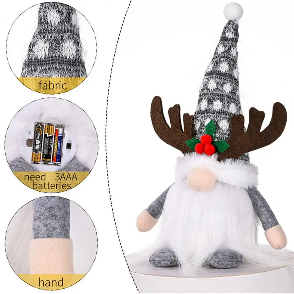 

Good Plush Doll Super Soft Attractive Adorable Glowing Dwarf Doll Xmas Tree Decor Xmas Gnomes Stuffed Toy