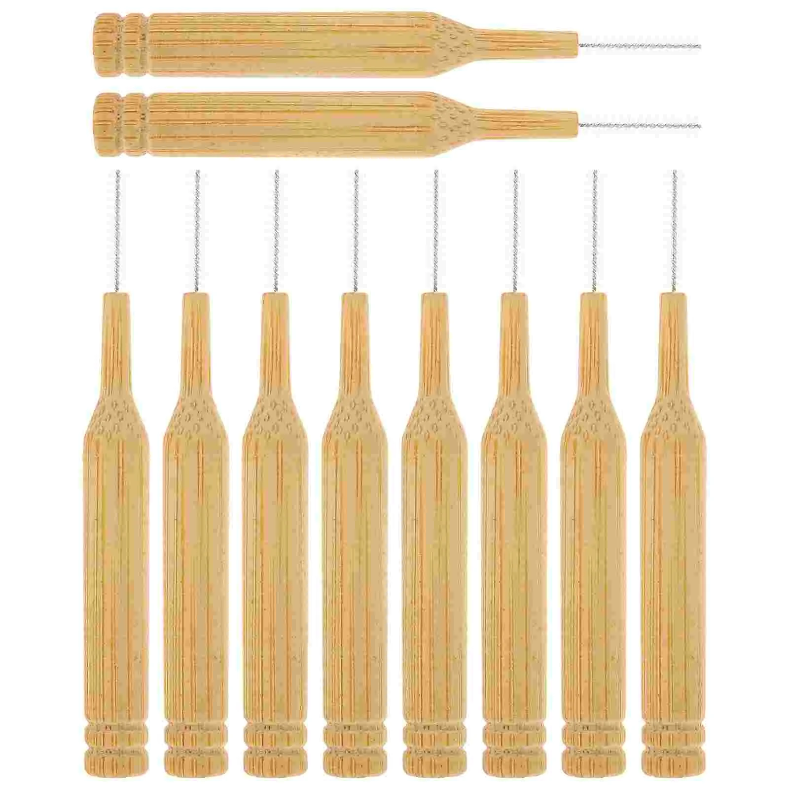 

Cartridge Case Interdental Cleaning Brushes Teeth Tooth Flosser Bamboo Handle Gum