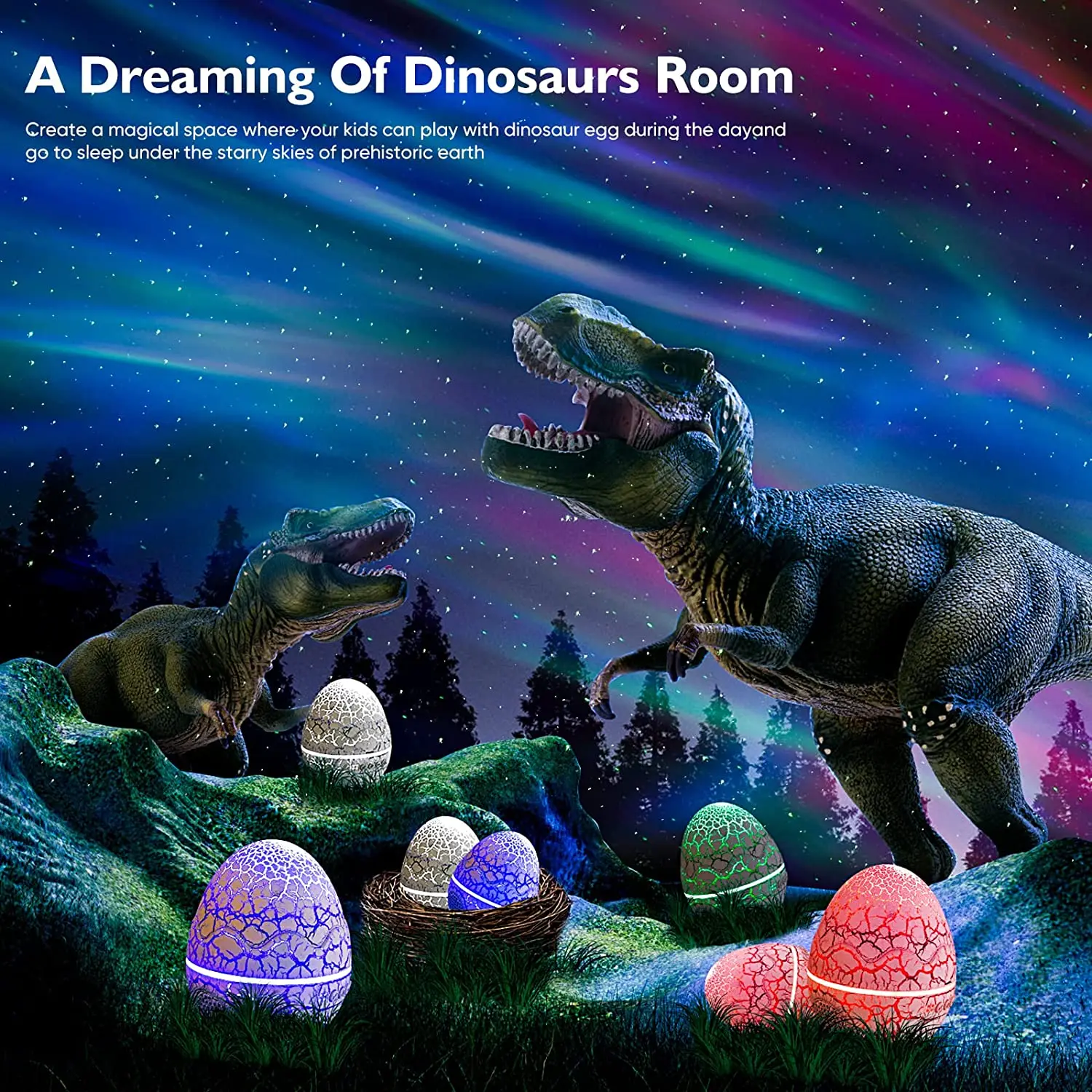 Galaxy Starry Projector Night Light  Decorat Bedroom For Home White Noise for Sleep Children Gift Dinosaur Eggs Shell Night Lamp images - 6