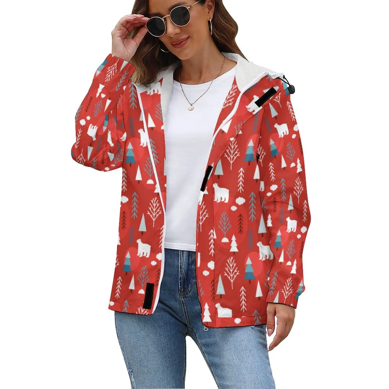 

Рождественские праздничные толстые повседневные куртки, зимние милые водонепроницаемые пальто с белым медведем, зимняя женская Свободная ...