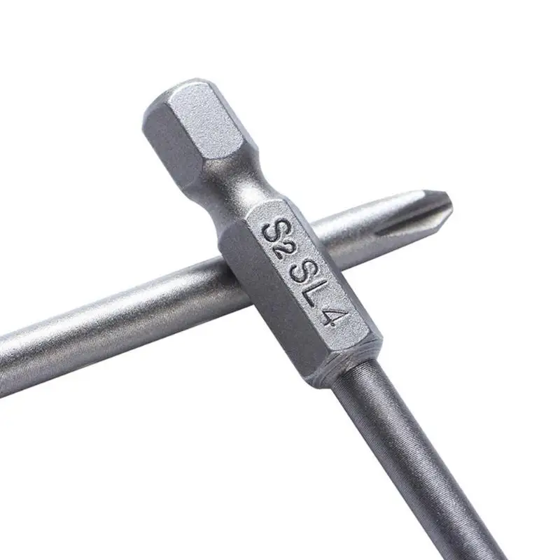 Promotion! 10Pcs/Set 100Mm Alloy Steel S2 Slotted Phillips Screwdriver Bits Straight Cross Head Batches Set |