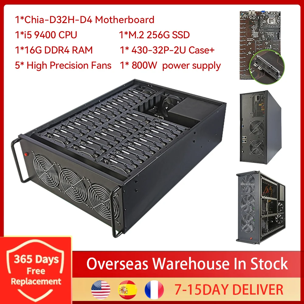 

B365-D32-D4 Standard System With 32 SATA Hard Disk Slots/2 X DDR4 Slots HDMI-Compatible For CHIA Mining Miner Machine