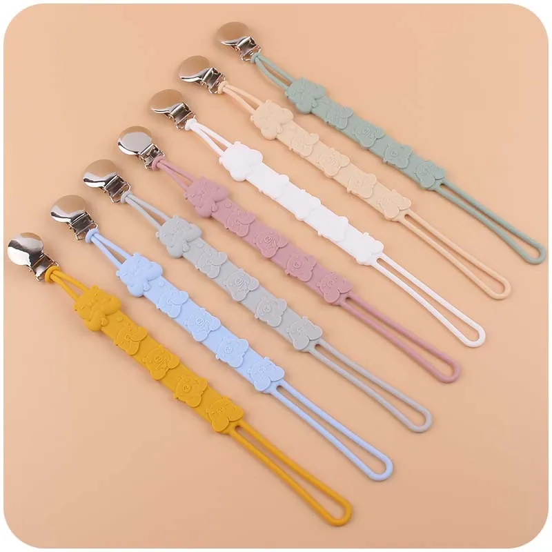 

Silicone Baby Pacifier Chain Holder Cartoon Animal Pattern Silicone Teething Pacifier Clips For Baby Nipples Chew Toys Girl