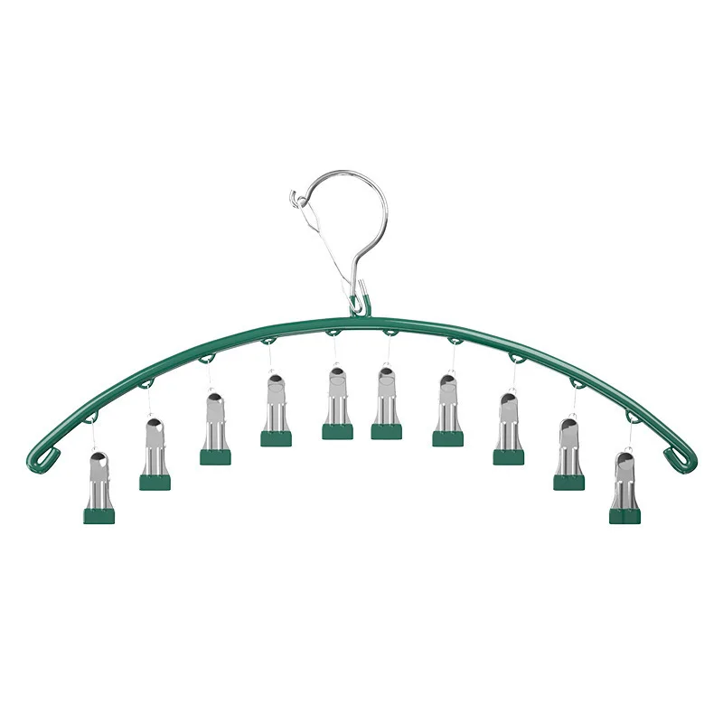 1pc Windproof Clothes Drying Hanger Clothing Rack 10 Clips Stainless Steel Sock Laundry Airer Underwear Socks Holder