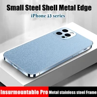 for iphone 13 pro max phone case luxury stainless metal frame armor shockproof matte back pc hard cover for iphone 13 pro case