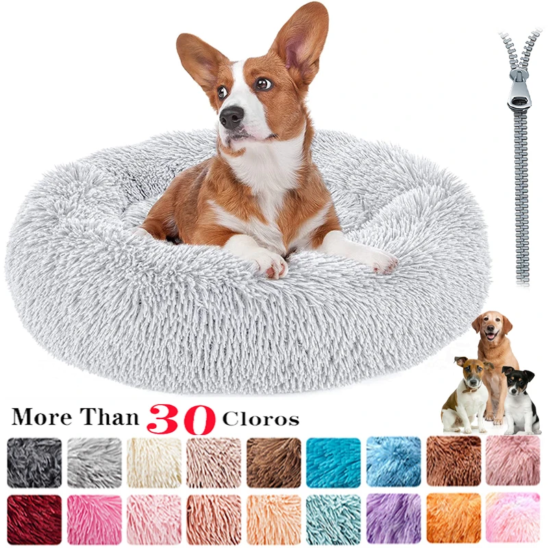 

Plush Dog Bed Large Dog Sofa Bed with Zipper Washable Super Soft Fluffy Comfortable Mat for Cats Dog House Bed Puppy Donut Dog