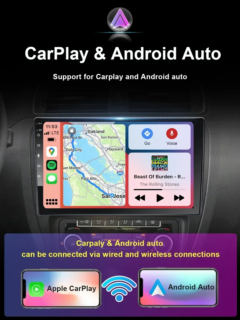 Фото Обновление UIS 7862 Android 12, универсальный автомобильный мультимедийный AI Voice mp5 Palyer, GPS-навигация, Carplay, авто стерео радио, головное устройство №4