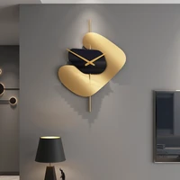 luxury gold creative wall clock modern design mute nordic unique shape wall clock living room metal klok decorations home ag50zb