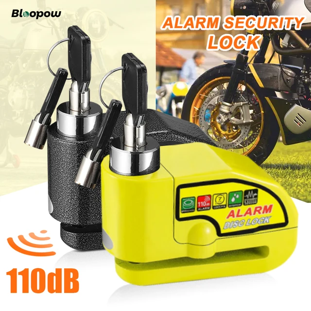 Bloopow motorcycle 6.7mm disc lock alarm bike alarm 110db loud waterproof anti-theft with reminder rope