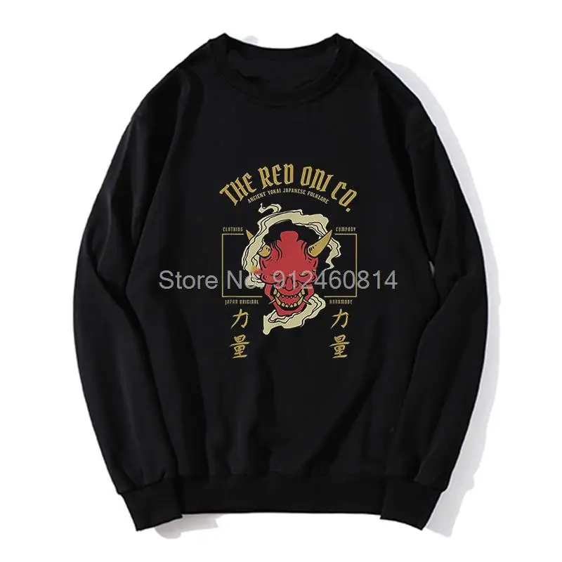 

Yokai Demon Japan Hoodie I Oni Mask Ancient Devil Folklore Men Sweatshirts Hip Hop Fleece Sweater Streetwear Harajuku
