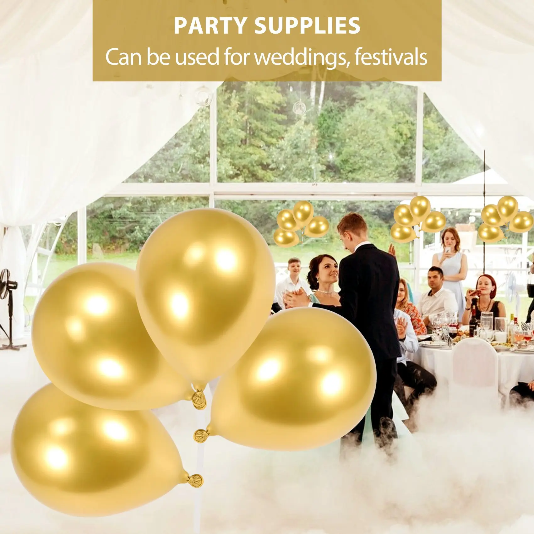 Шары латексные золотистые металлические хромированные 5 дюймов 100 шт.