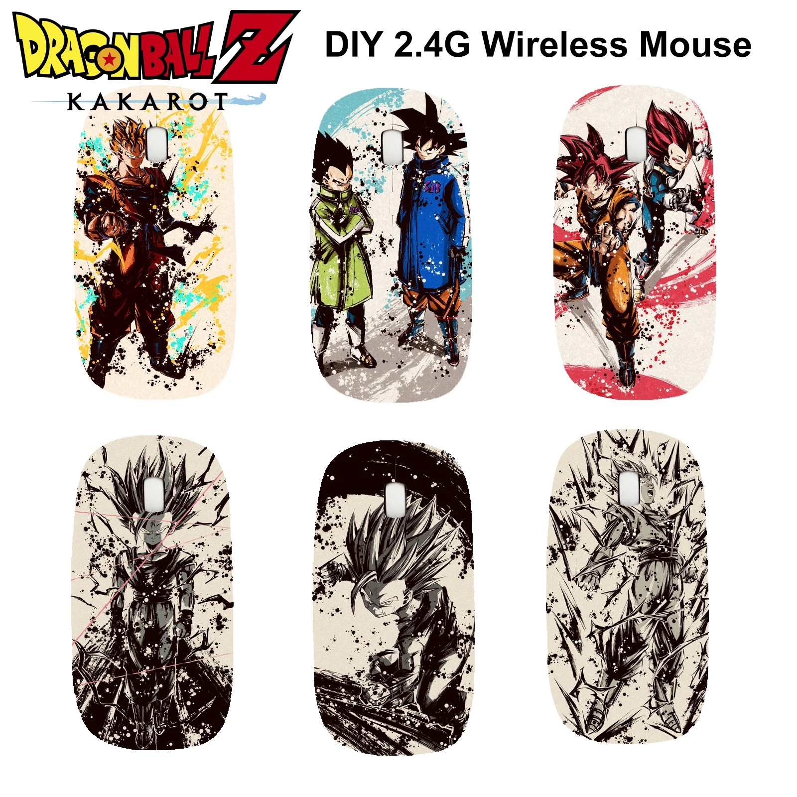 DIY Dragon Ball Son Goku Vegeta 2.4G Wireless Mouse Bluetooth Gamer Computer Gaming Mouse USB Receiver Mice For Laptop PC Office