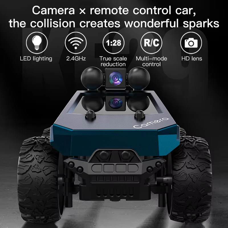 Фото Радиоуправляемая машинка KF29 1:28 с FPV HD-камерой, управлением по Wi-Fi 2.4G через приложение, высокоскоростной дрифт, грузовик Tesla, гоночная машинка на пульте управления, электрическая игрушка для детей №4