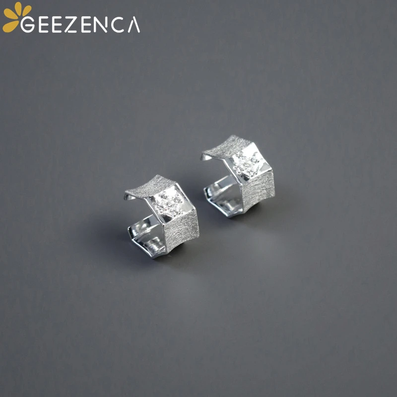 Серьги-клипсы GEEZENCA из стерлингового серебра 925 пробы с фианитом 5 А унисекс в