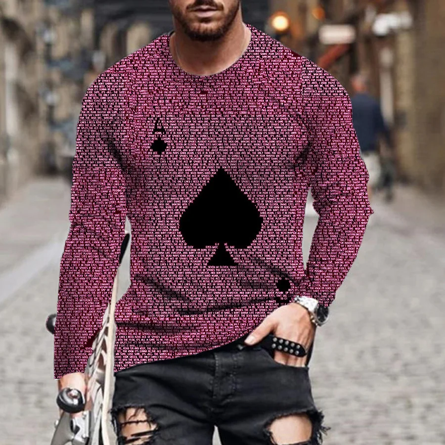 

2023 European And American Men's T-shirt Long Sleeve 3d Printed Round Neck Short Sleeve Street Trend Top