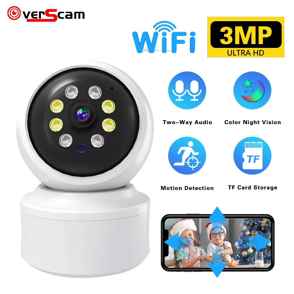 

Mini 3 Million High-Definition Surveillance AI Camera Indoor Home WiFi Color Night vision Baby Monitor Shaking Head Machine 3MP