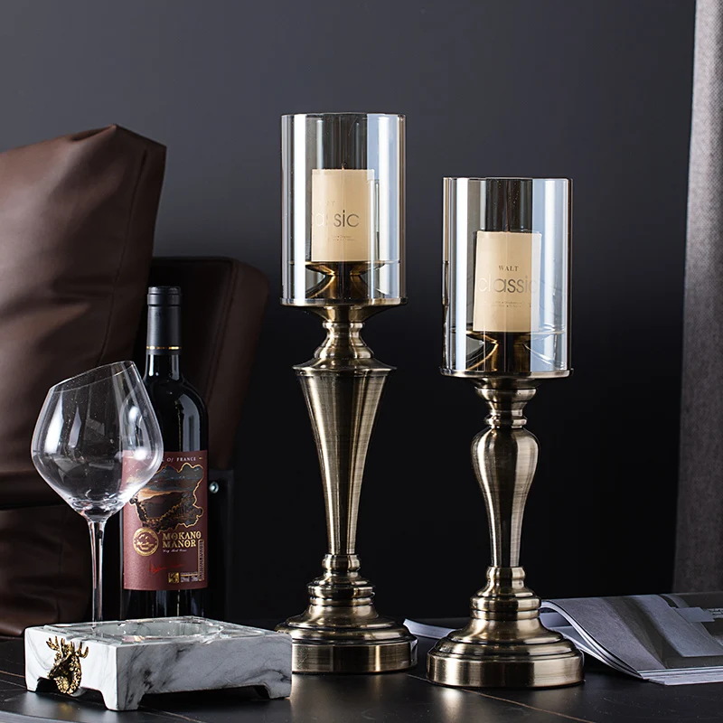 

Wedding Nordic Candle Holder Vintage Glass Luxury Candle Stick Holder Table Centerpieces Metel Velas Home Decoration GXR35XP