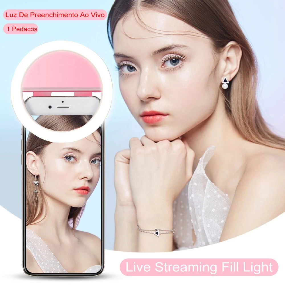 

Заполняющий светильник для iPhone 13, 11 Pro Max, Samsung, Xiaomi, светодиодный кольцевой светильник для прямой трансляции селфи с USB-зарядкой, кольцевая ла...