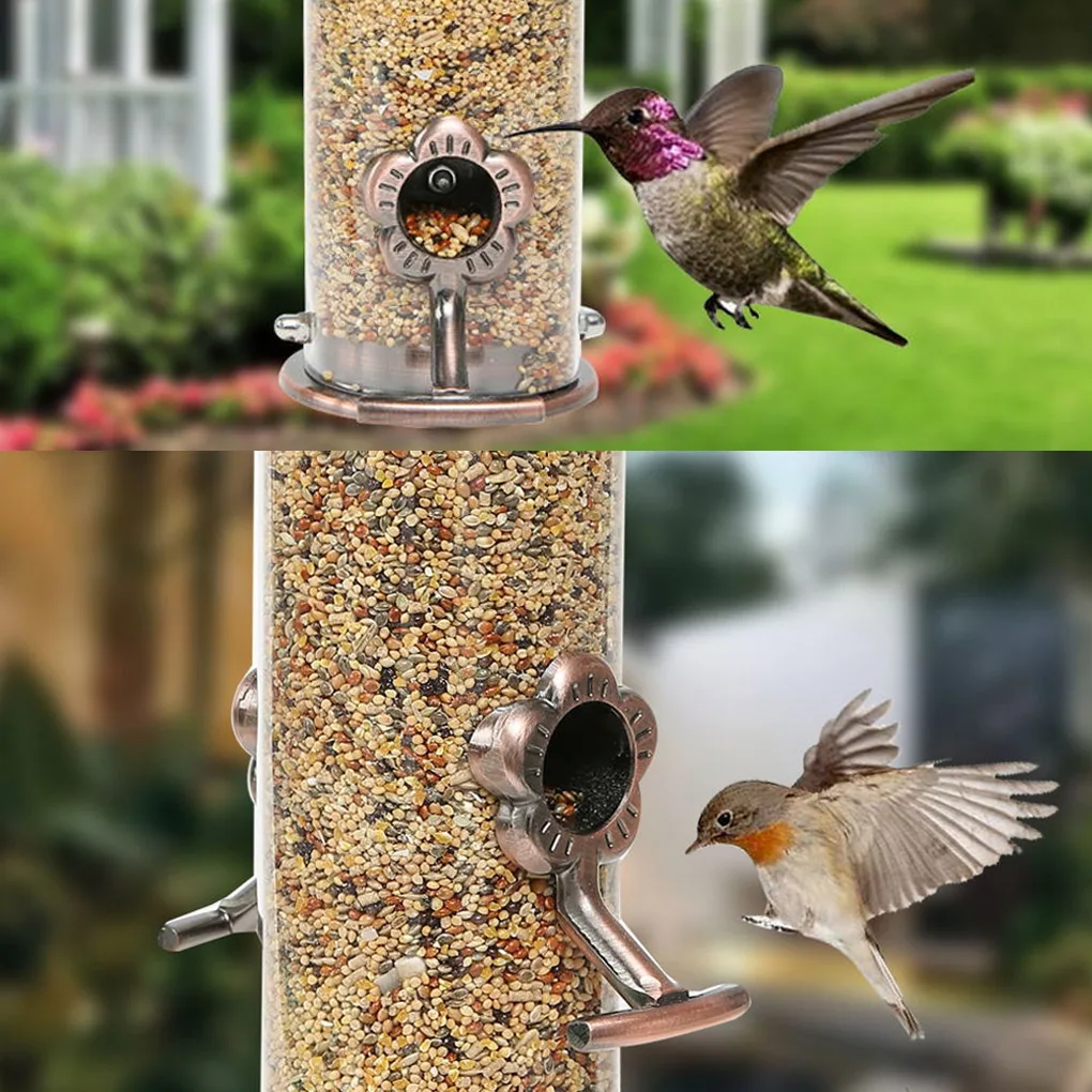

Garden Patio Peanuts Feeder Animal Tree Branch Hanging Feeding Device Container 4 Ports Dispenser with Hook Home Decoration