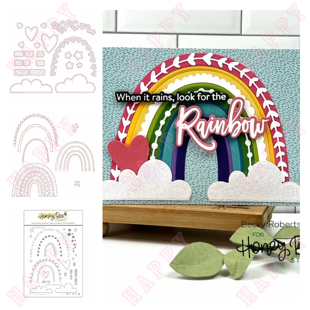 

2022 New Arrival Rainbow Dreams Cutting Dies Stamps Scrapbook Diary Diy Decoration Embossing Paper Craft Template Card Handmade