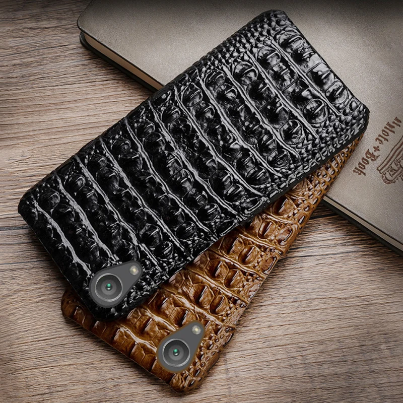 

Crocodile Back Genuine leather For Sony Xperia X Z Z2 Z3 Z4 Z5 XZ2 XZ4 Compact XA XA1 XA2 Ultra XZ1 XZ Premium 5 8 10 Plus Case
