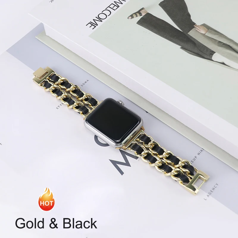 Stainless Steel Strap For Apple Watch Series 8 Band 41/45mm Leather iWatch 7 6 5 4 3 Correa 40/44mm Ultra 49mm Band Accessories