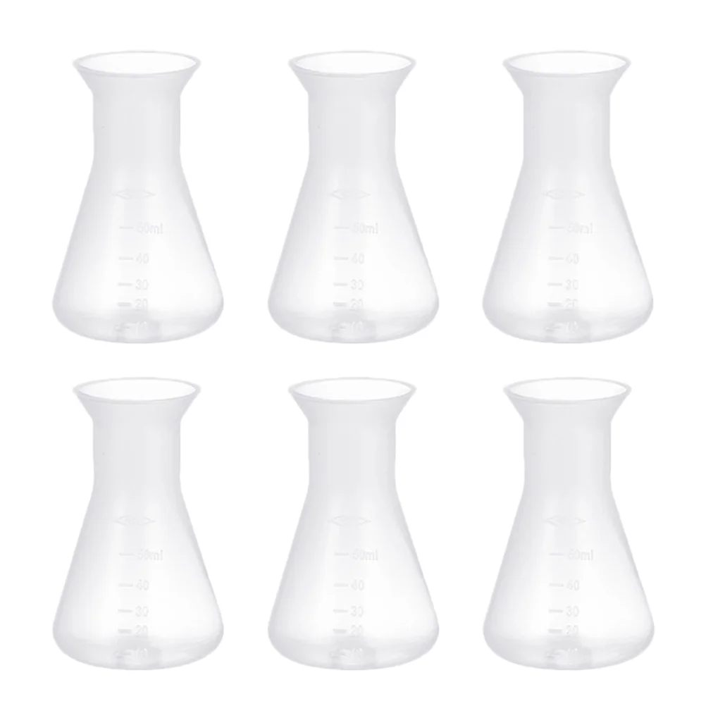 

6pcs Science Flasks Erlenmeyer Flasks Professional Laboratory Beakers 50ml