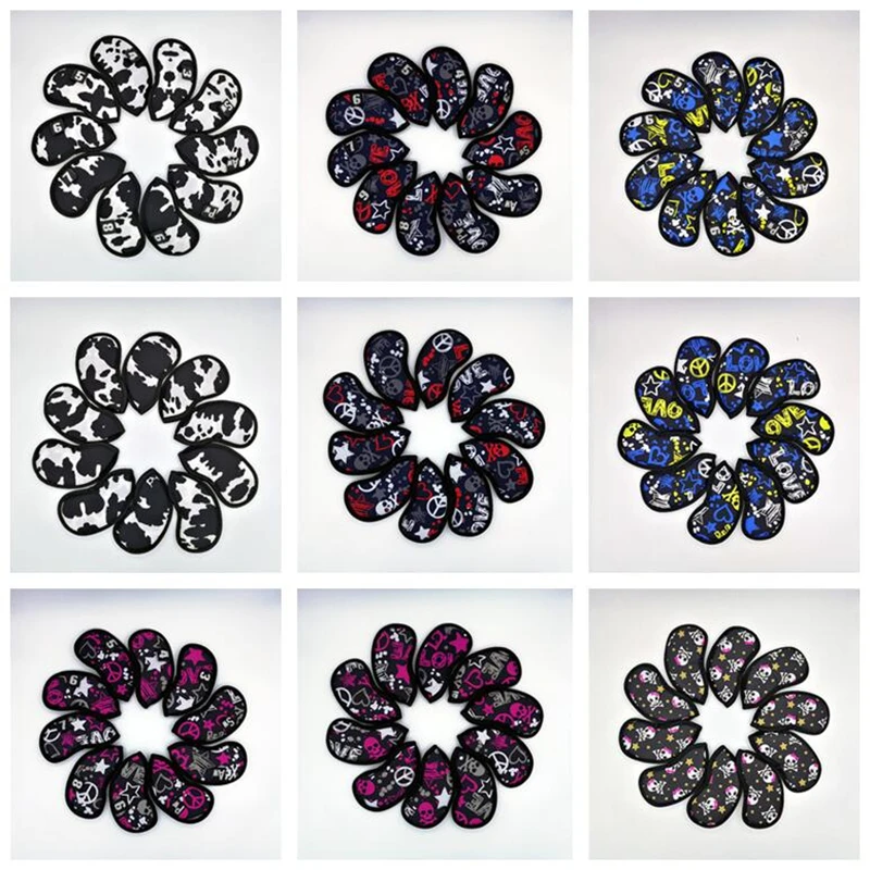 9 шт./лот чехлы с черепом для гольфа из ПУ кожи индивидуальный Набор чехлов # 4-9PAS