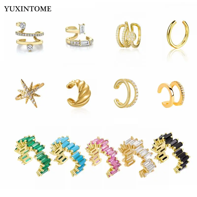 

Women's Plated 24K Gold Zircon Irregular Cartilage No Piercing Ear Clips Fashion Trend Party Jewelry multiple styles earrings