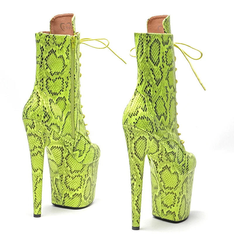 Leecabe 20CM/8inch Snake PU upper Exotic fashion trends high heel platform Pole Dance boot