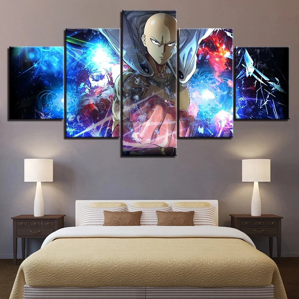 

5 шт., Картина на холсте с надписью «One Punch Man»