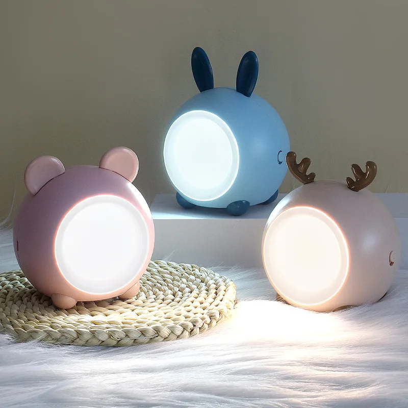 

Cute Little Night Light LED Touch Stepless Dimming Bedroom USB Charging Bedside Pet Rabbit Christmas Bady Children Present Gift