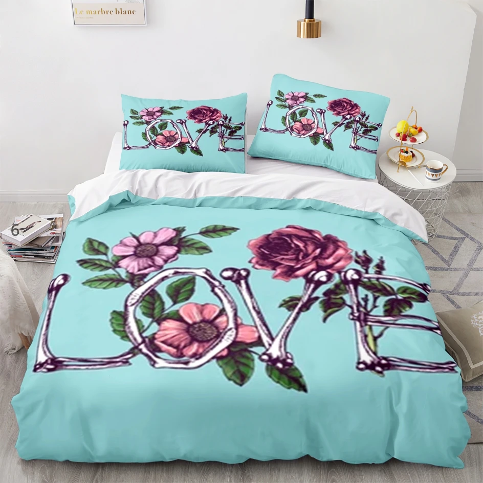 

skeleton Bedding Set Single Twin Full Queen King Size skull Kid Bedroom Duvetcover Sets 3D Print Bed Set Aldult