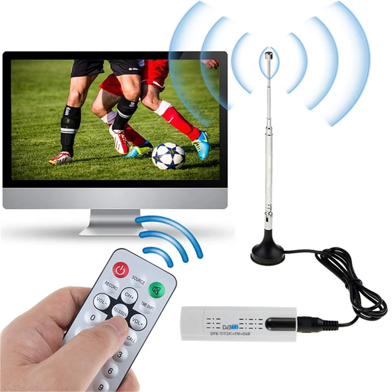 Цифровой спутник DVB t2 USB TV Stick тюнер с антенной дистанционный HD приемник