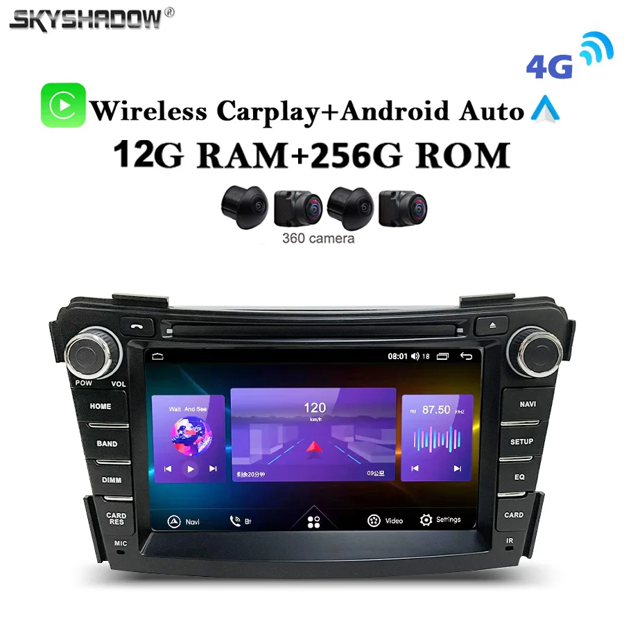 Автомобильный DVD-плеер Carplay 12 Гб + 256 ГБ Android 2011 IPS 4G LTE GPS Wi-Fi Bluetooth RDS радио для Hyundai I40