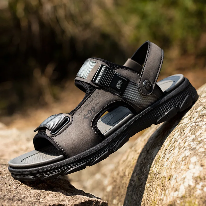 

New Summer Shoes Men Sandals Genuine Leather Flat Non-slip Mens Beach Sandals Male Summer Holiday Footwear Fashion Casual 2022