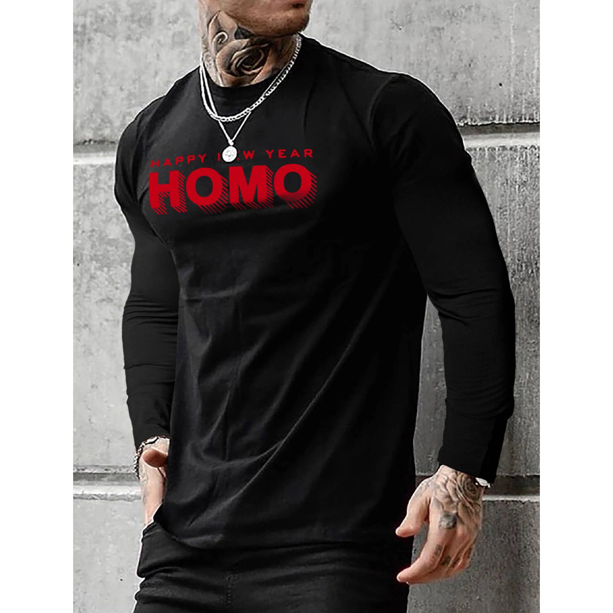 

Badassdude HOMO Letter Printing Men's Casual Long Sleeved Shirt