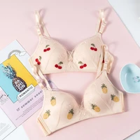 women fruit light clothes sexy gathered underwear womens embroidered lace girls bra no steel ring comfortable breathable bra