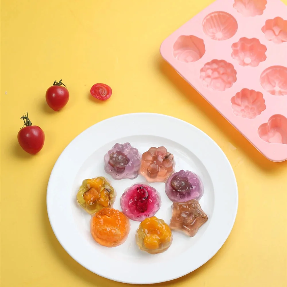 

12 Hole Flowers Silicone Mold Pastry Chocolate Mould Candy Biscuits Ice Cube Molds Baking Cake Decoration Tools Clay