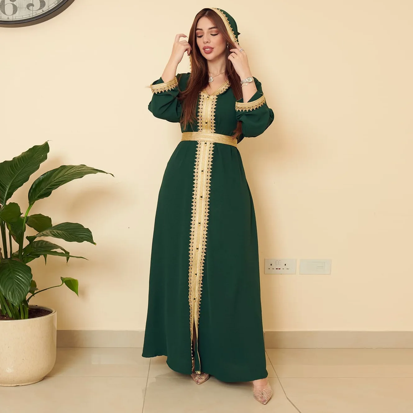 

Ramadan Eid Mubarak Muslim Kaftan Abaya Dress Women Elegant Caftan Marocain Dubai Abayas Luxury Evening Gown Djellaba Femme