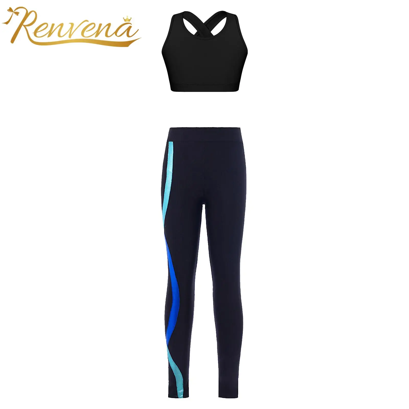 

Kids Girls Sports Clothes Set Sportswear Sleeveless Crop Top with Pants Sets for Gym Yoga Sport Suit Children Workout Tracksuit