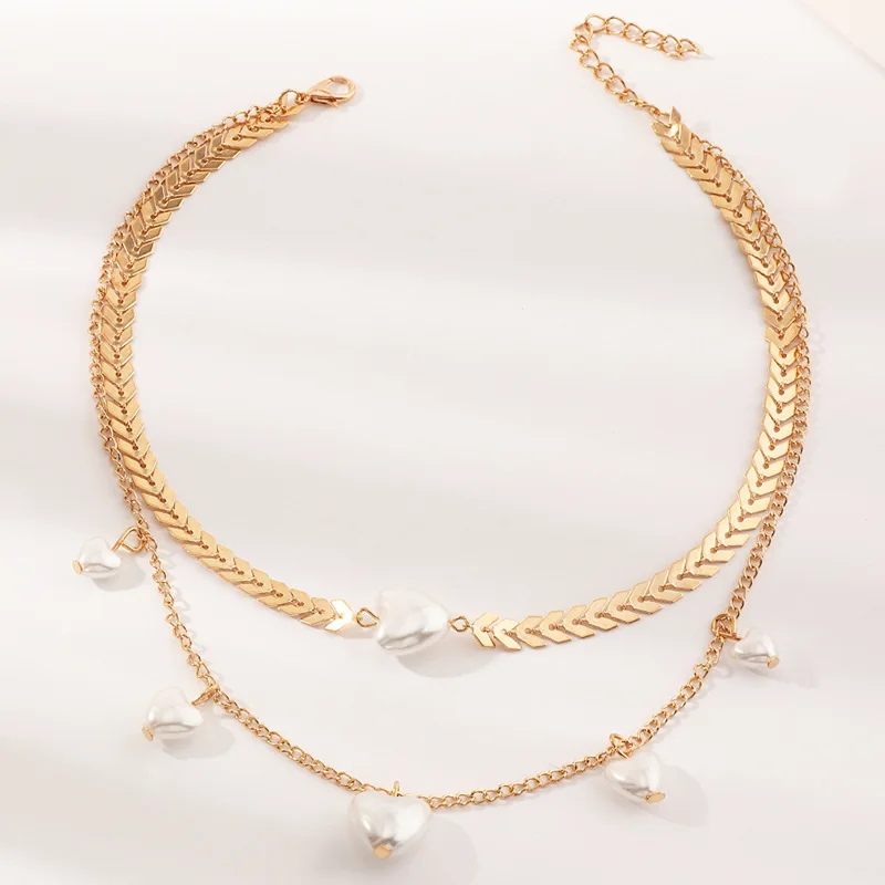 Женское колье с имитацией жемчуга элегантное Большое белое ожерелье цепочкой до