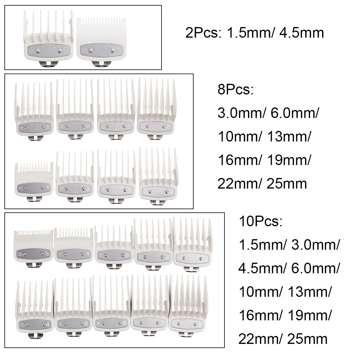 

2/8/10Pcs Hair Clipper Cutting Guide Comb Guards Trimmers Wet and Dry Use Limit Comb Tools Kit 1.5-25mm for WAHL