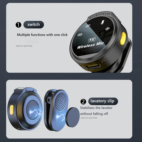 Беспроводной круглый Мини Магнитный микрофон на шею с зажимом для iPhone 15 14 и iPad и MacBook